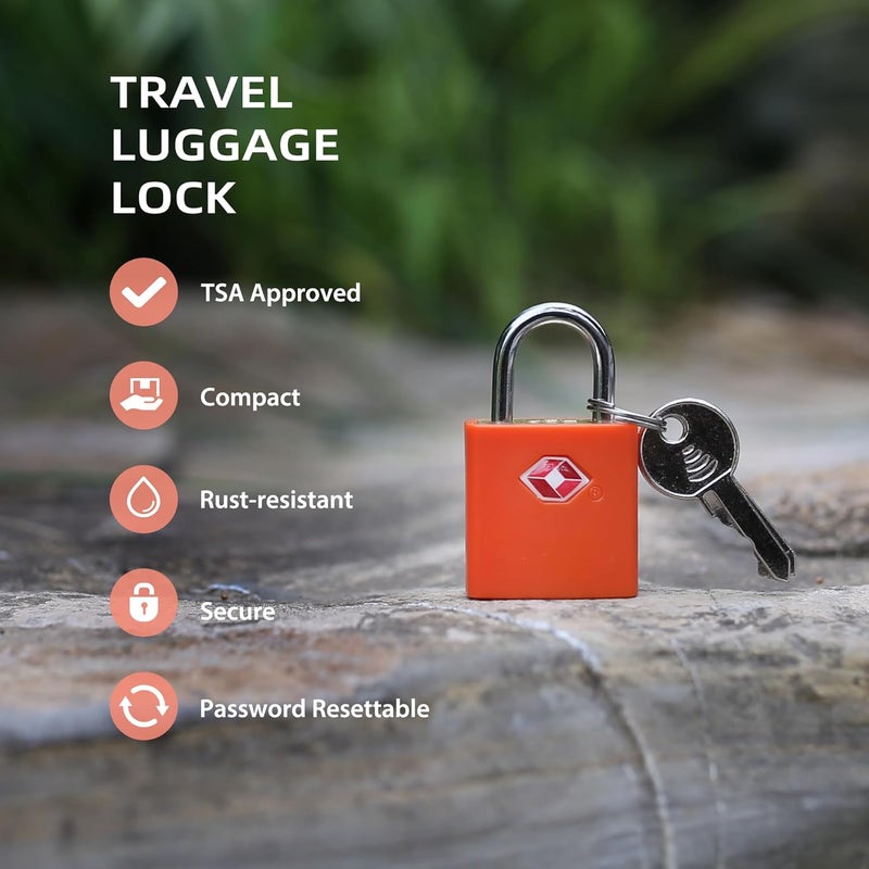 UP Security Luggage Locks TSA Approved Travel Essentials, Small Padlock with Key, TSA Locks for Luggage, Suitcase, Same Keyed Padlock for Bag, Backpack, Purse Zipper, Case, Toolbox, Outdoor Use - Image 3